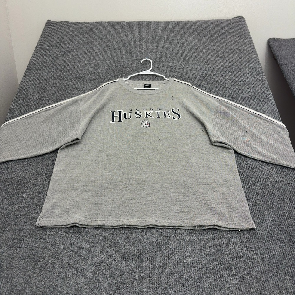UConn Huskies Starter Sweatshirt Mens 2XL Gray Cotton Blend Side Stripe Sporty